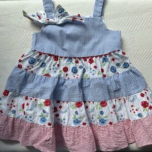 Good Lad Blue and Red Floral Striped Dress